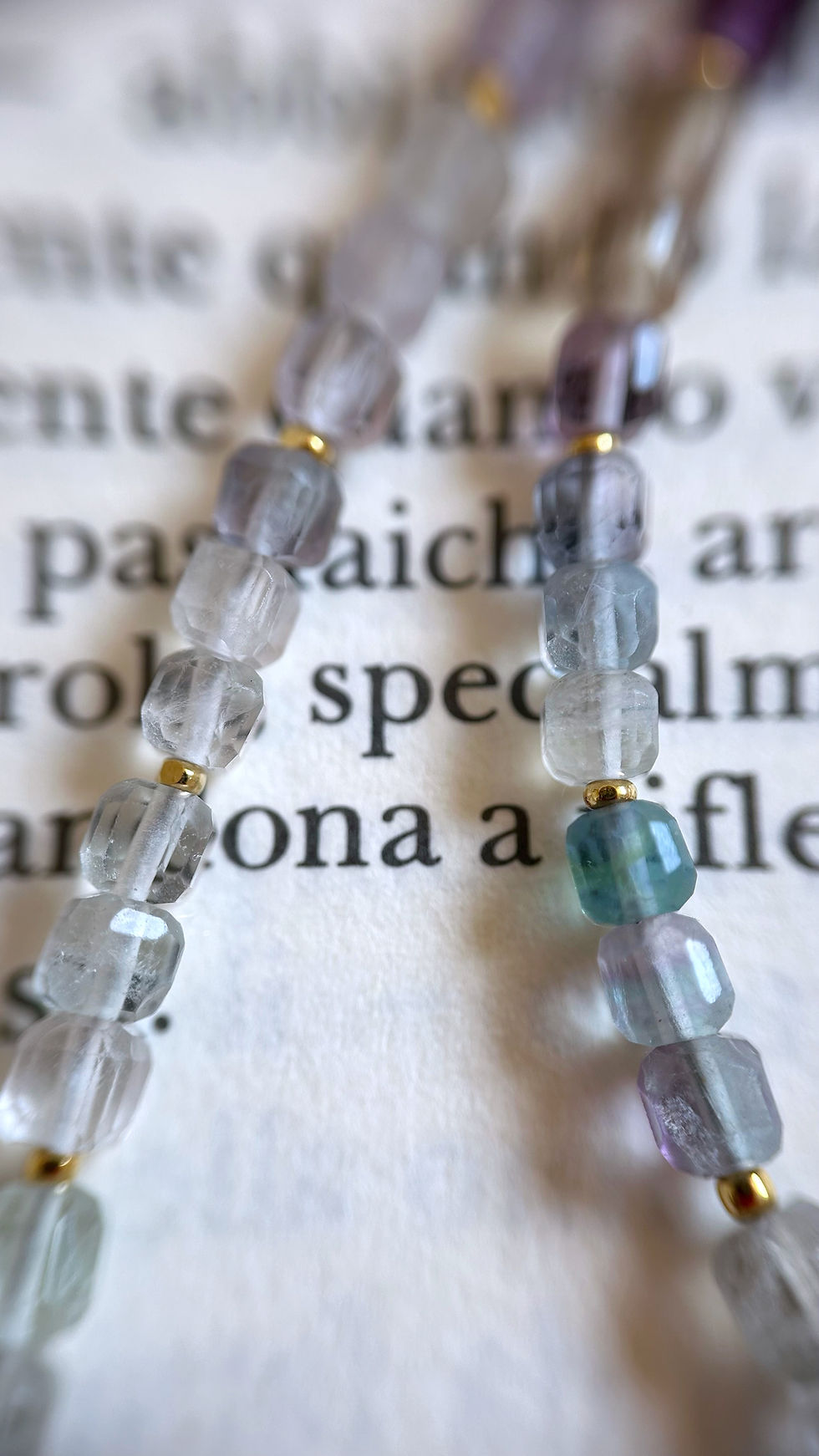 Miniatura: Catenina Impiraressa - Fluorite e goccia liscia di Ametrina