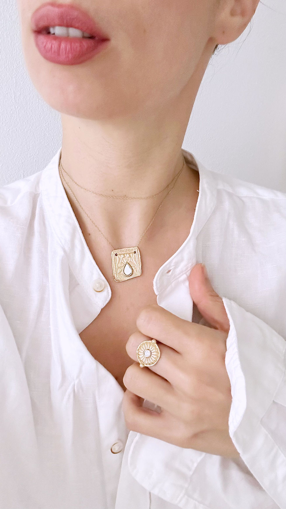 Miniatura: Anello Amuleto con Mandala Chakra e Zirconia incolore - Mis. 15.5