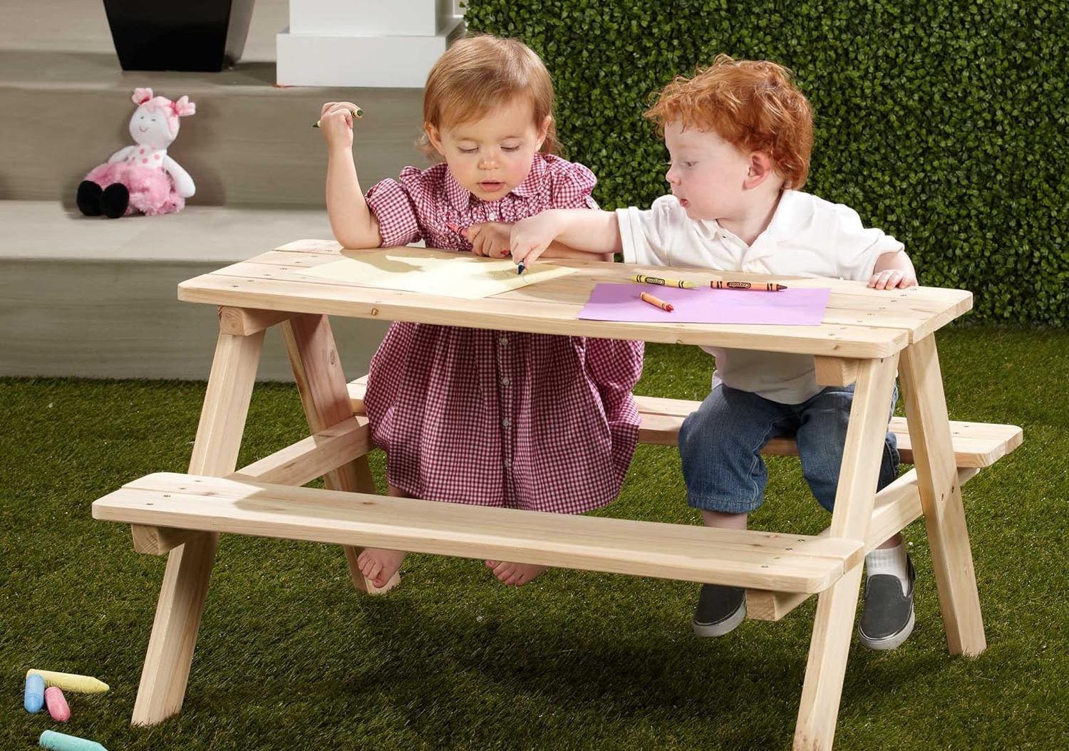 iAhşap 100 cm Çocuk Piknik Masası - 4 Kişilik Ahşap Oyun ve Aktivite Masası