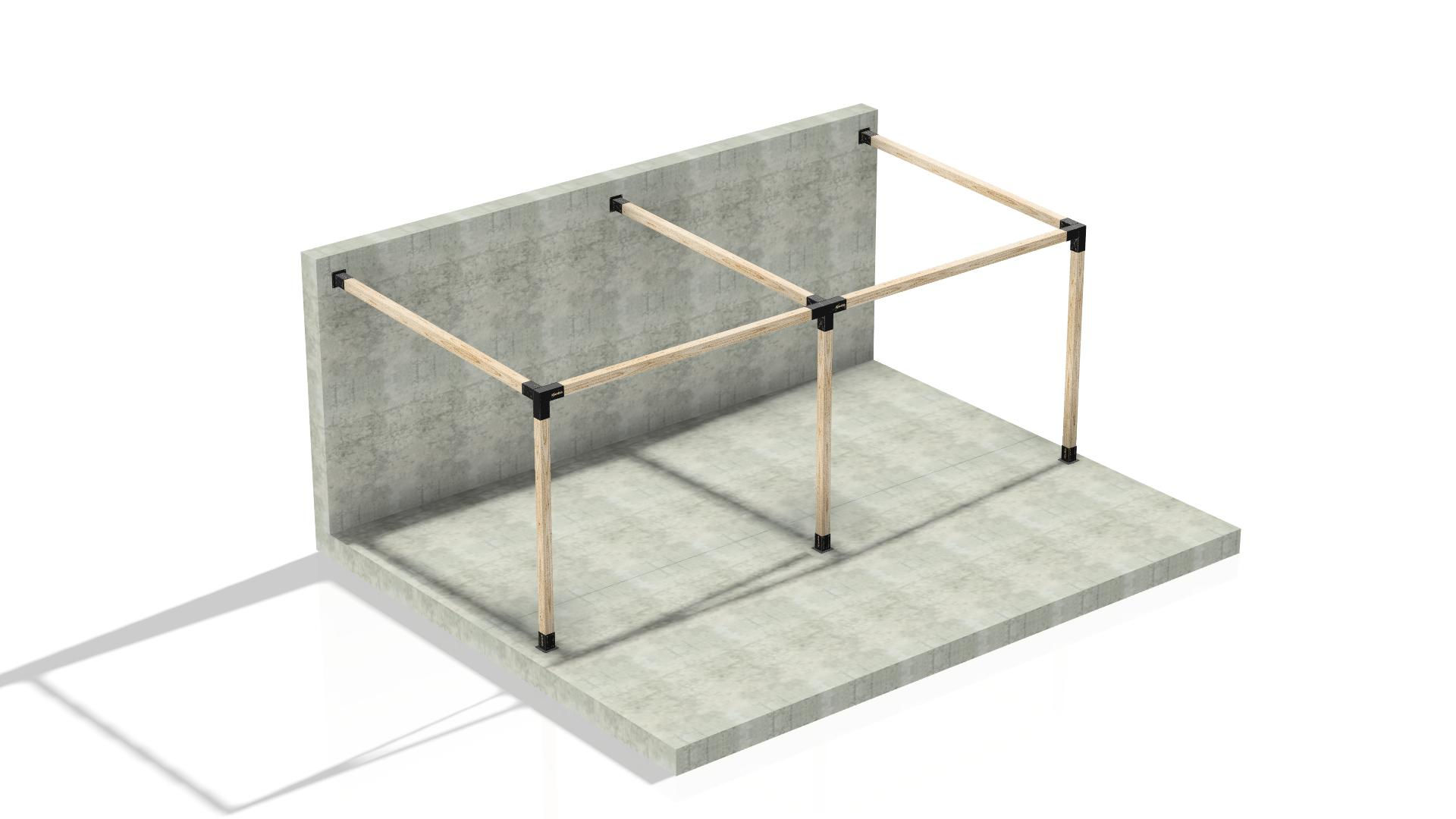 iAhşap Sundurma Pergole Braket Seti 3 Ana Direkli Üstü Açık Eğimli Sundurma