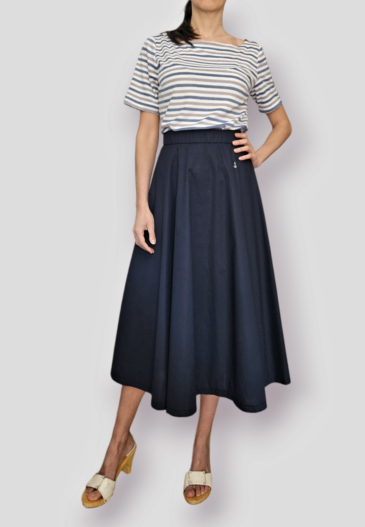 Longuette skirt in organic cotton