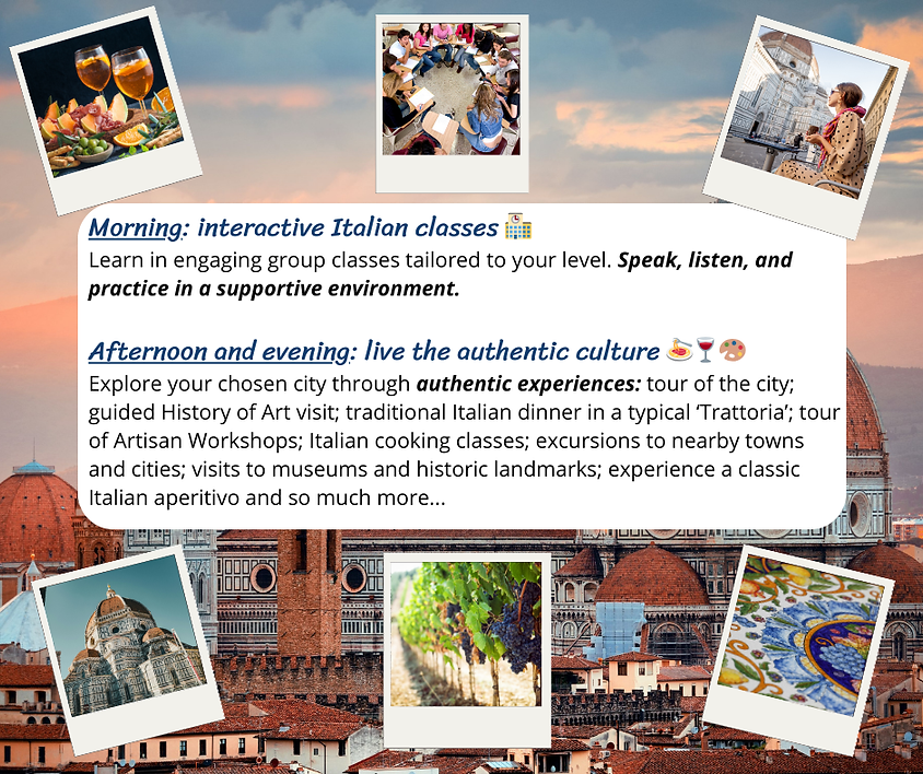 Morning interactive Italian classes 🏫 Learn in small, engaging group classes tailored to