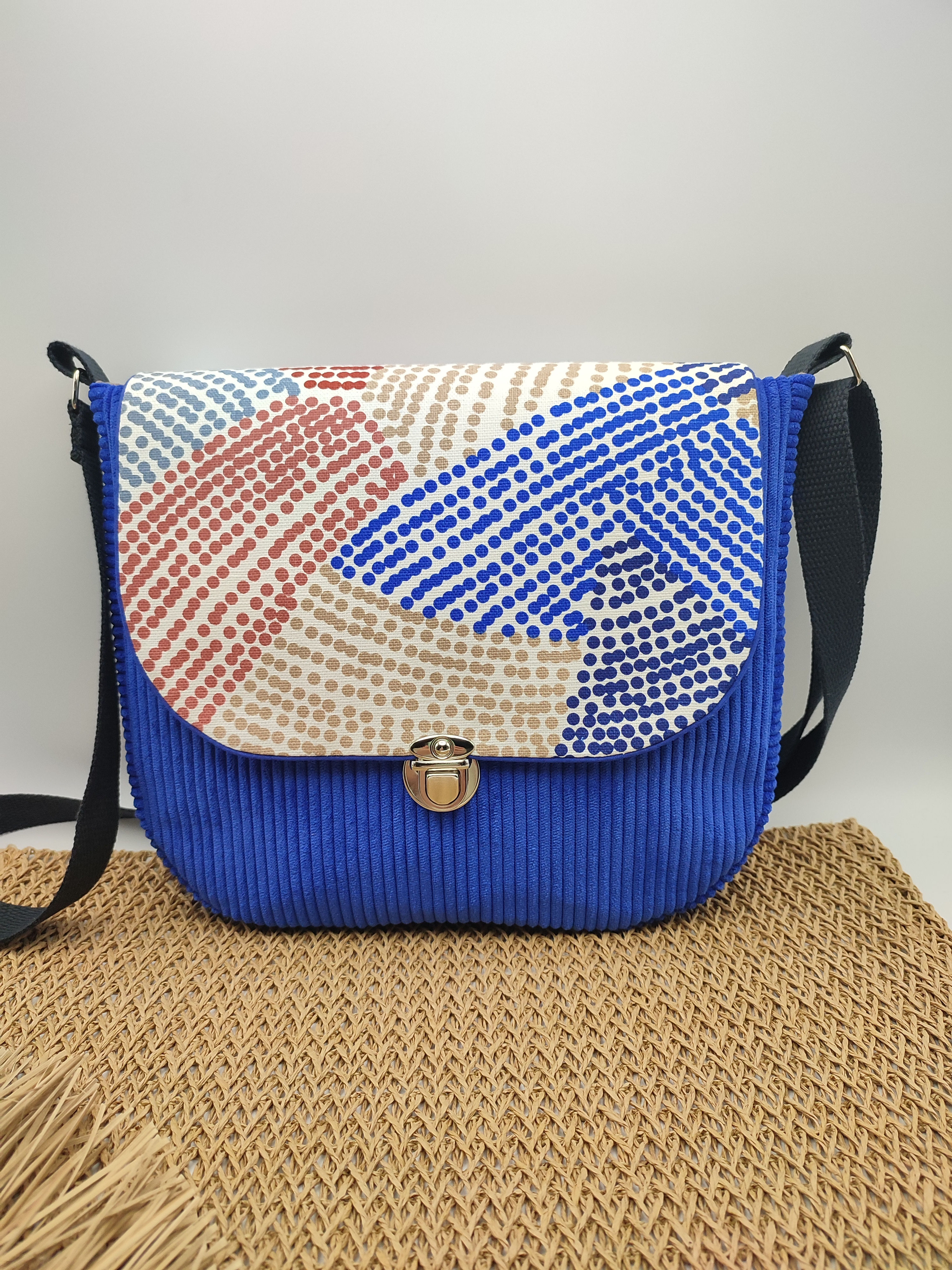Besace velours cotelé bleu