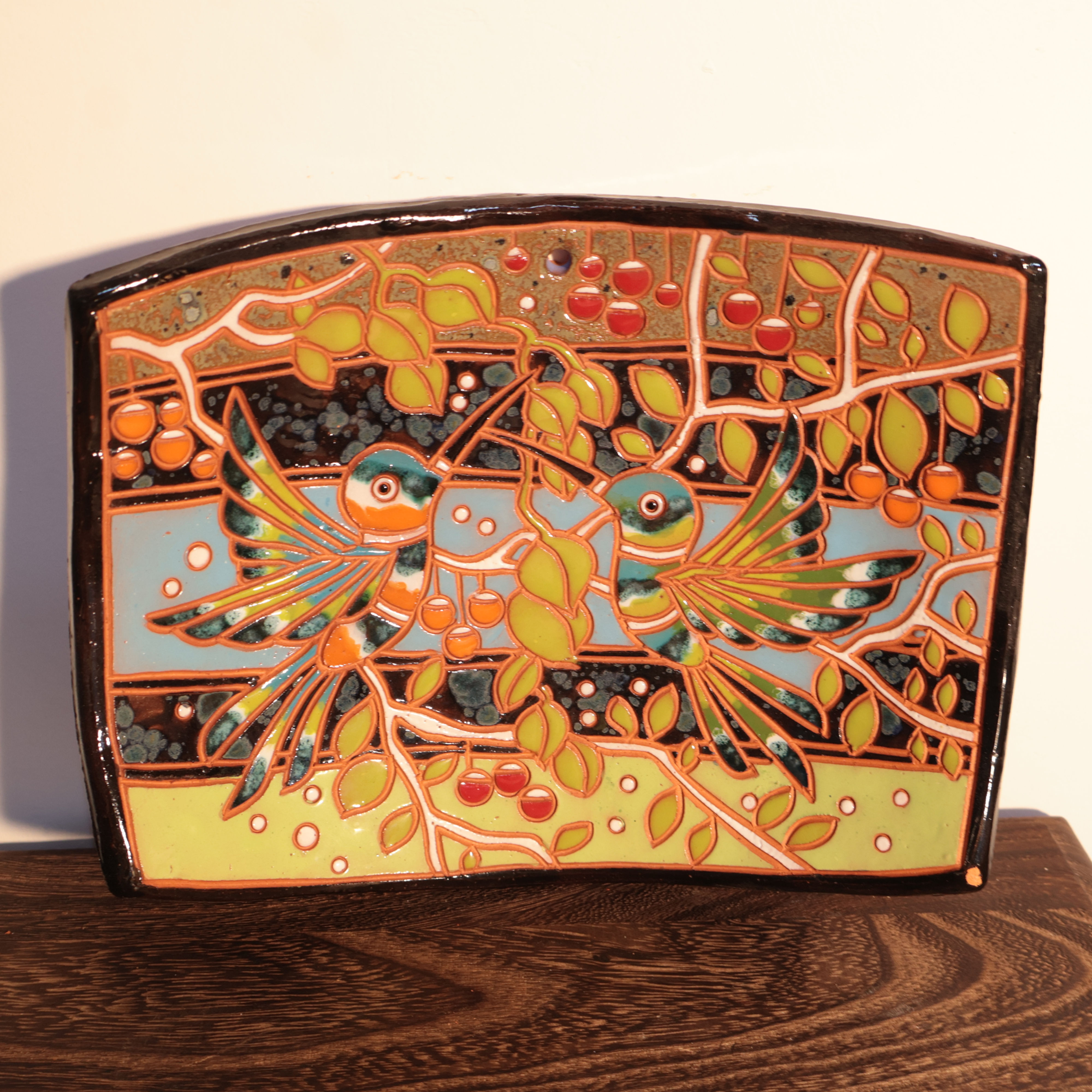 Plato Curvo Pareja de Colibries