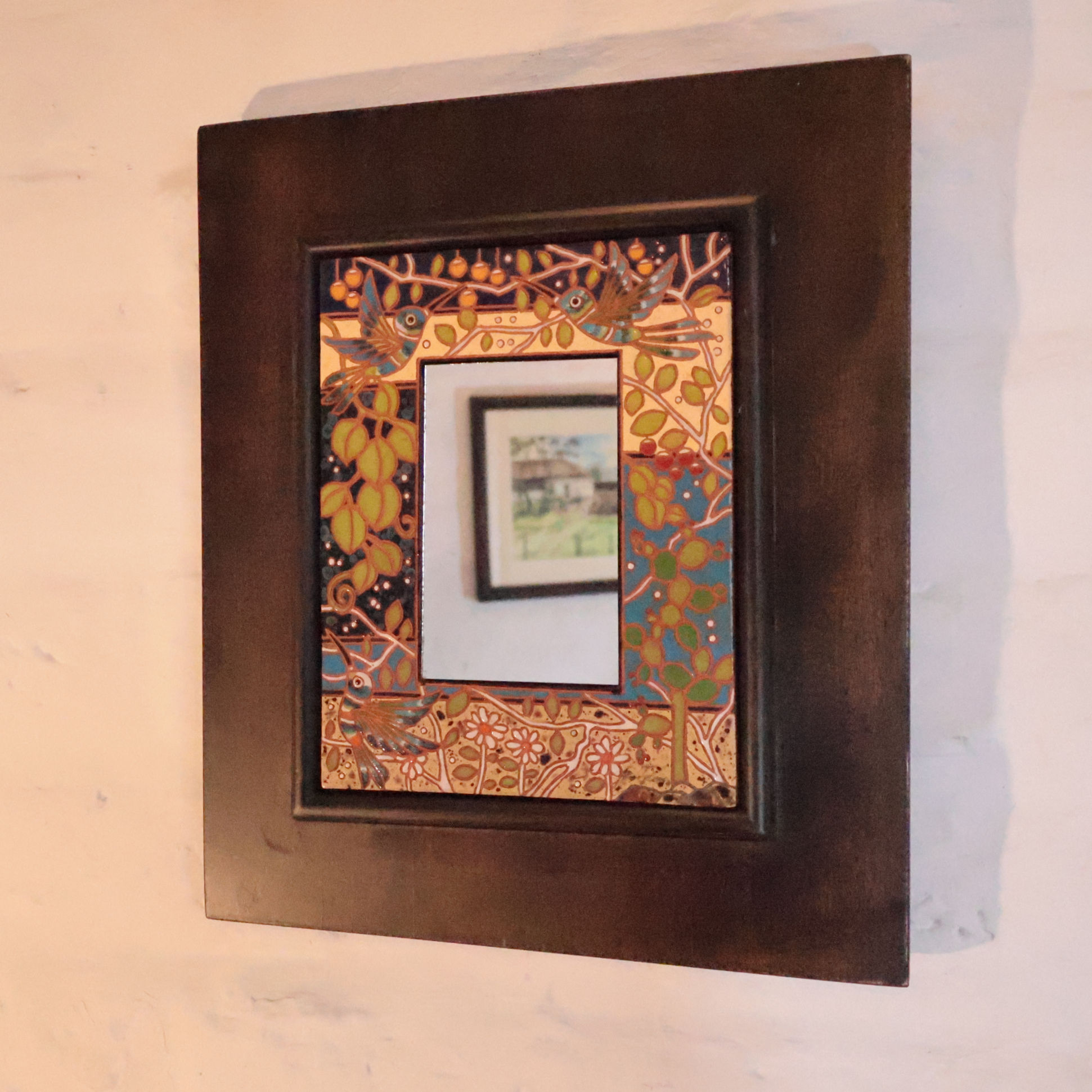 Espejo Ceramico Colibries