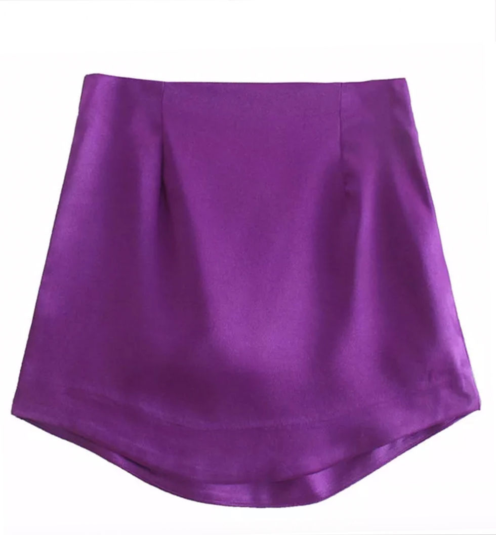 Thumbnail: "Myla Mini" Satin Micro Mini Curve Hem Skirt