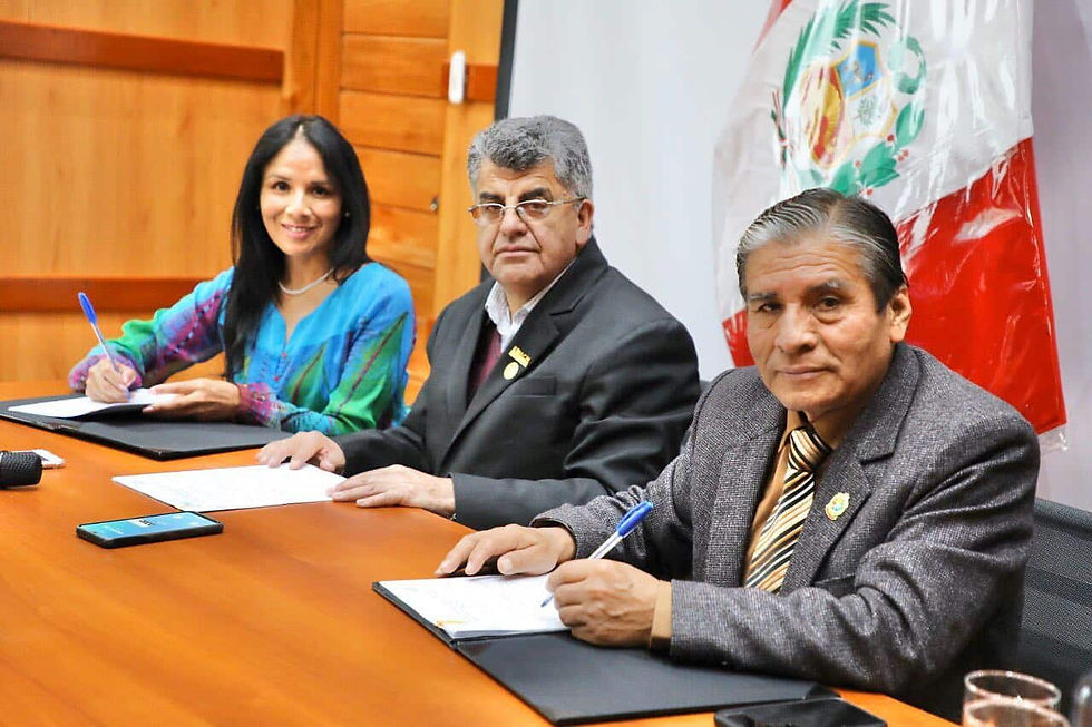 Rocío Rojas, Directora fundadora de Turistech. Dr. Indalecio Enrique Horna Zegarra. Dr. Sebastián Bustamante Edquén, Presidente de la Comisión Organizadora.