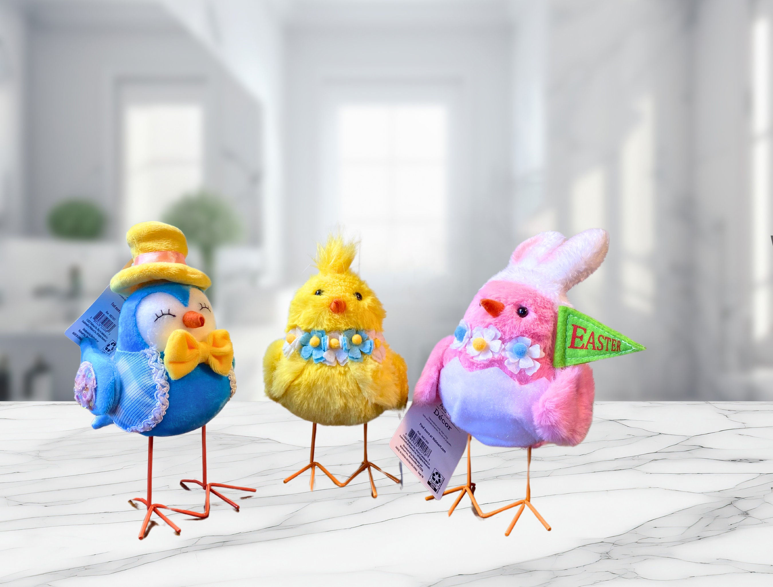 Easter Featherly Friends Fabric Birds Tabletop Decoration, 7" Tall| Sold