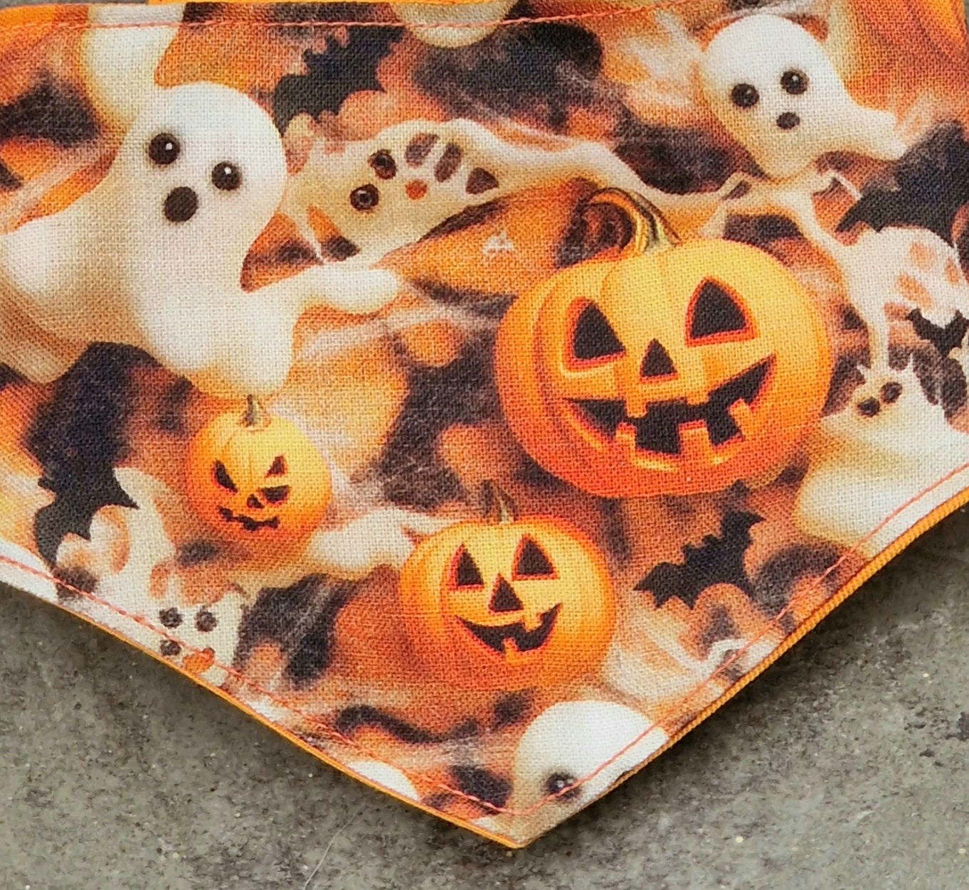 Ghosts and Pumpkins Over Collar Dog Bandana