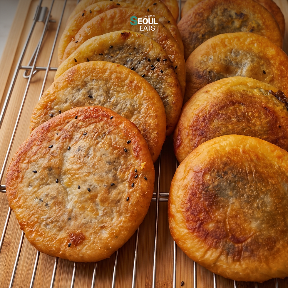 Hotteok is Korean Sweet Pancakes. Do yourself a favor and try Hotteok at Seoul Eats!