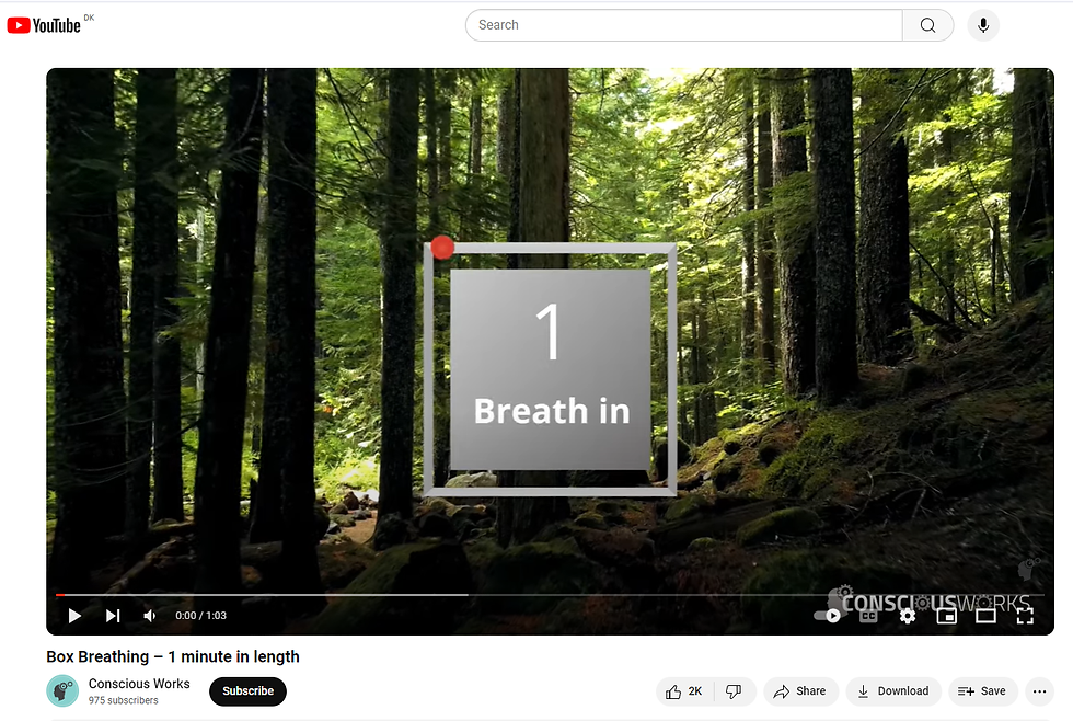 box breathing vejrtrækningsøvelse (åndedrætsøvelse)