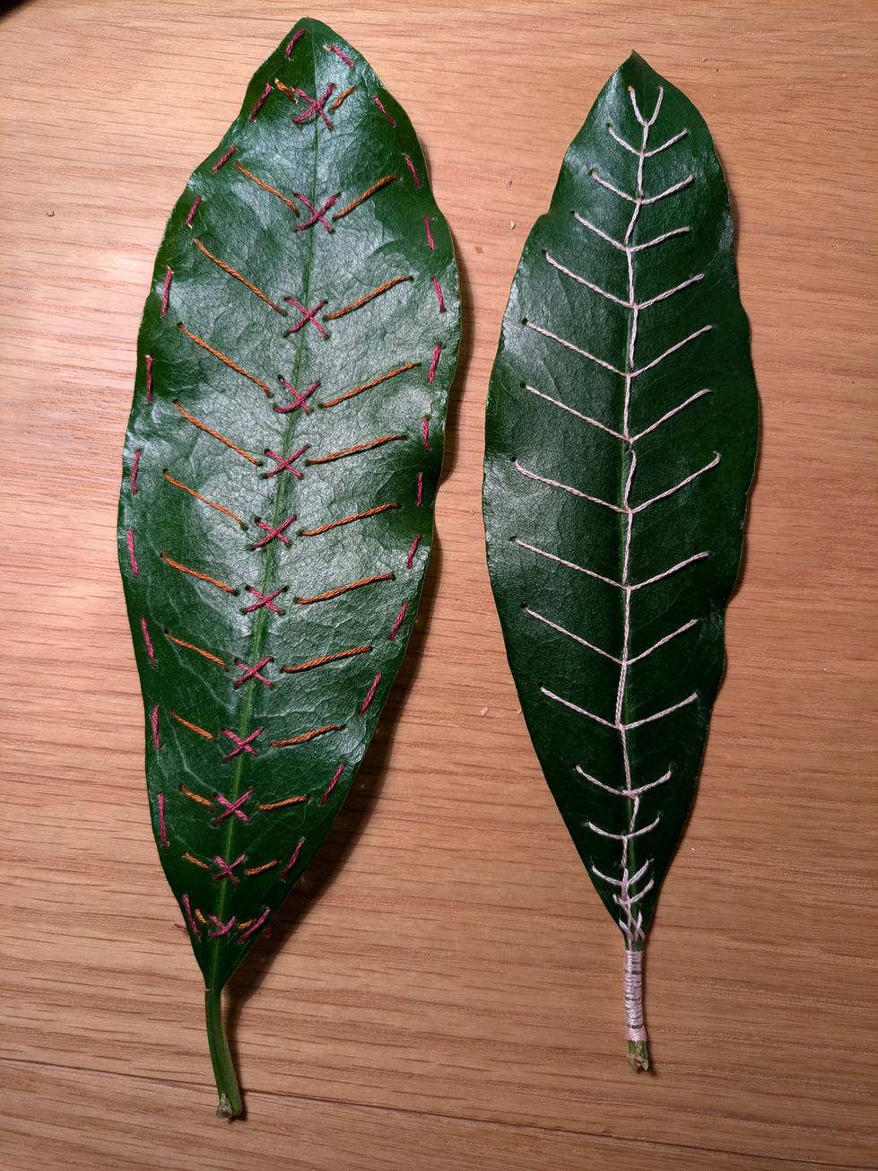 stitched leaves