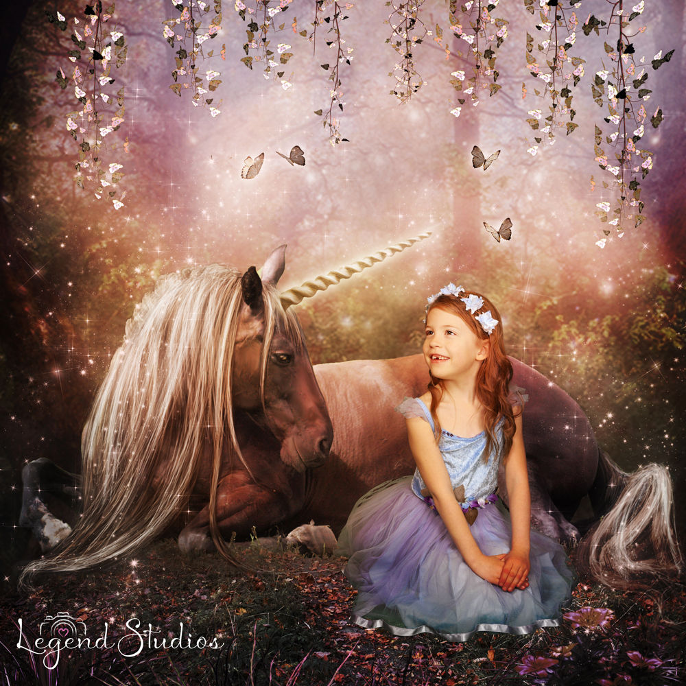 Unicorn & Butterflies Portrait transformed from your photo