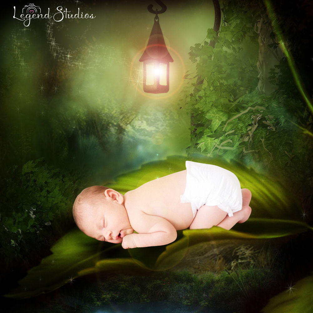 Baby on Leaf Portrait transformed from your photo