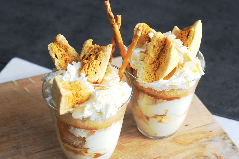 Honeycomb ice cream sundae