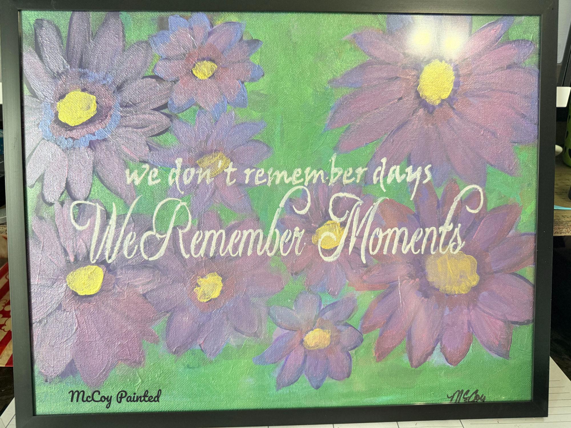Framed Floral Art — Hand‑painted • One‑of‑a‑kind “We Remember Moments