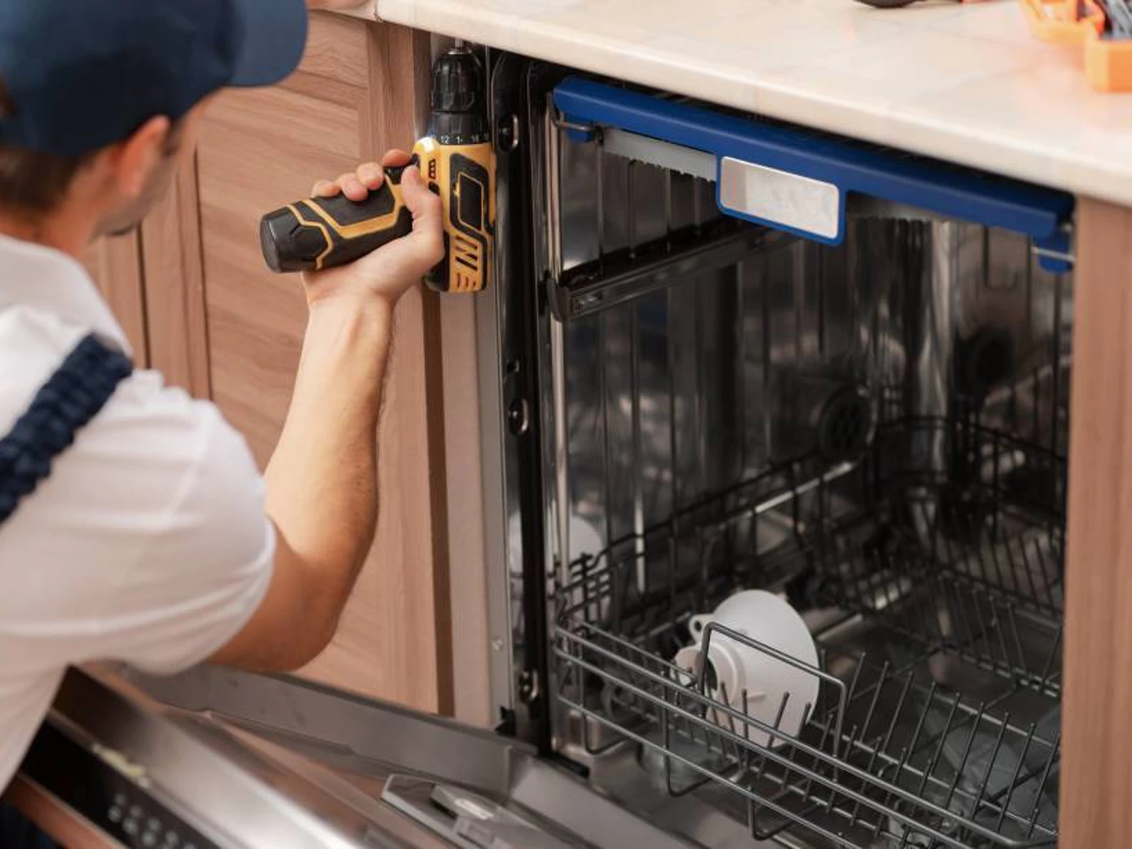 dishwasher-being-installed-charlotte-nc-service-direct-appliances-hvac