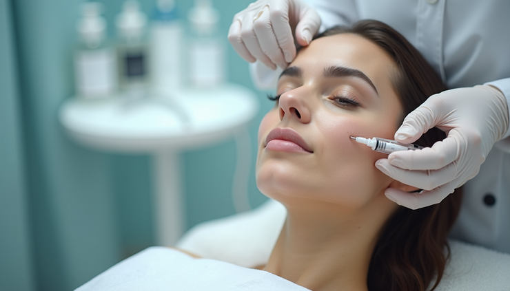 Close-up view of a treatment room prepared for Botox and filler injections
