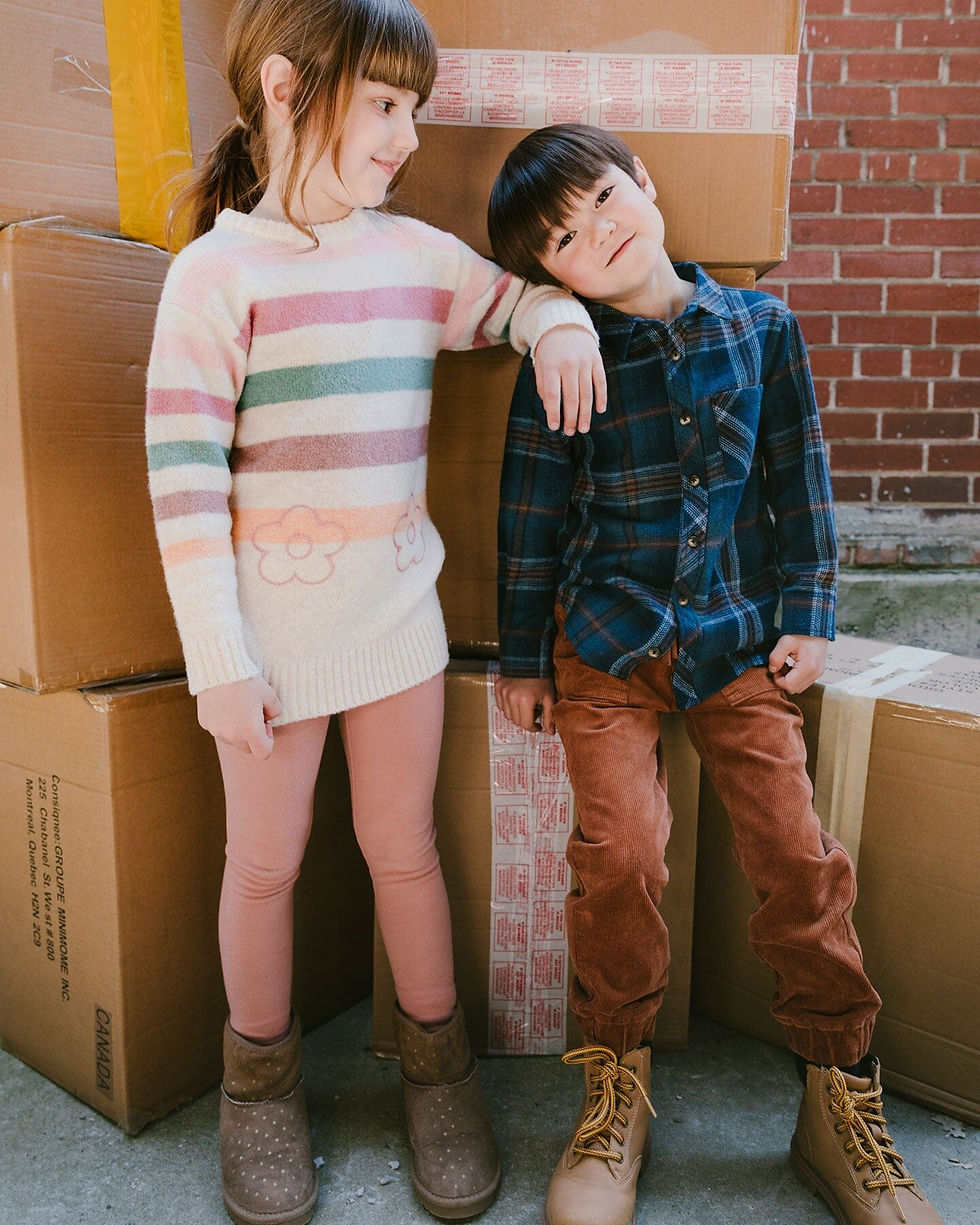 Miniatura: Long Sleeve Flannel Shirt Blue And Brown Plaid