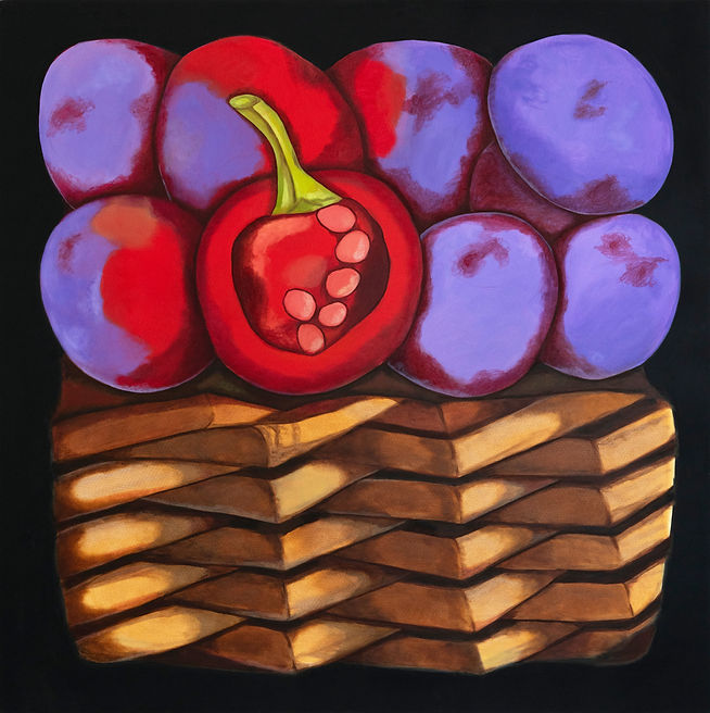 Emna Daoud. Peaux et terre#261123, 2023, huile sur toile, 100 x 100 cm