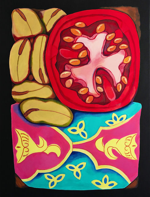 Emna Daoud. Peaux et terre #290424, 2024, huile sur toile, 130 x 100 cm