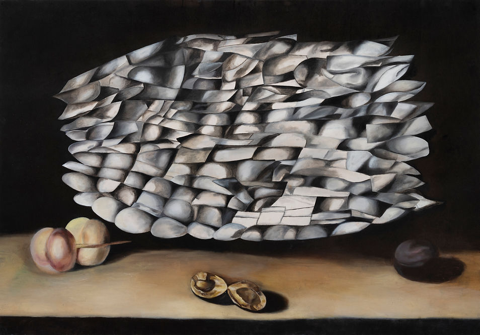 Emna Daoud. Porcelaine I, 2017, huile sur bois, 85 x 120 cm