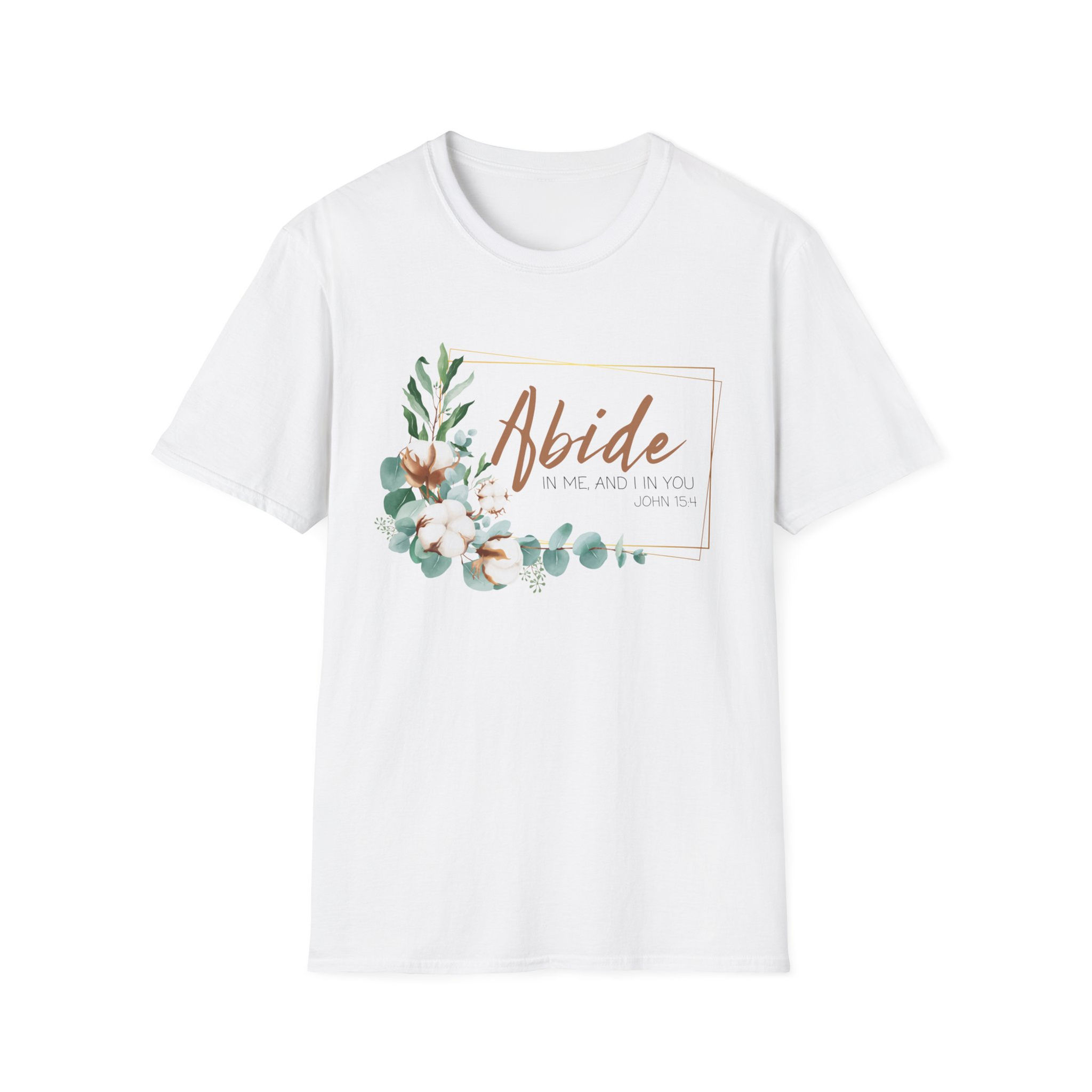 Floral Abide Faith T-Shirt for Spiritual Connection | Unisex Softstyle Tee