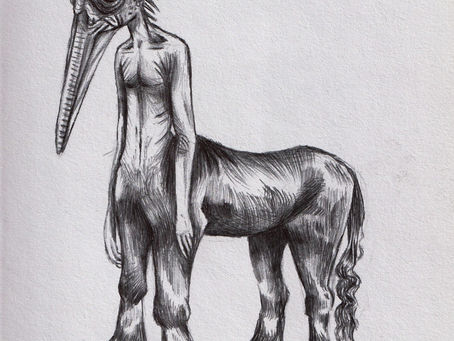 Creature design, ballpoint pen on paper.