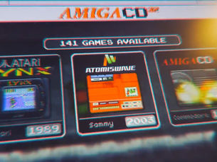 Screenshot showing a curated multicade game list on a Simple Arcades system — clean interface with classic playable titles from a 12,000-game collection.