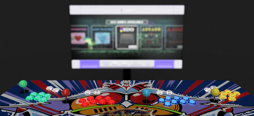 A Simple Arcades cabinet displayed in a modern game room, showing quality materials, clean controls, and curated games.