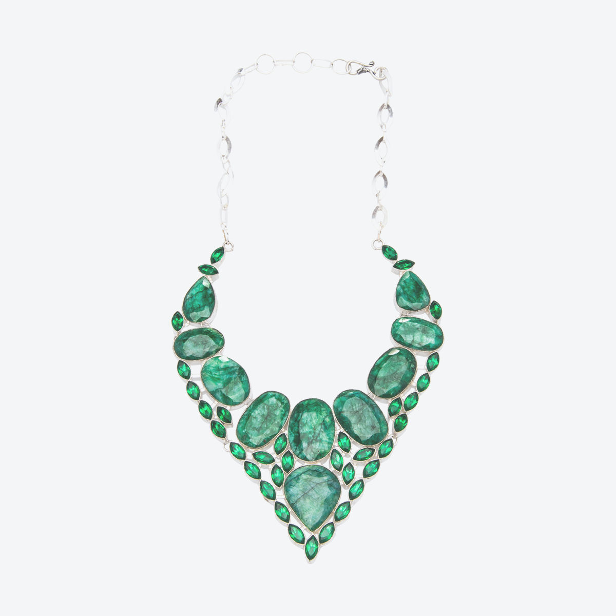 Rough Emerald & Chrome Diopside Necklace