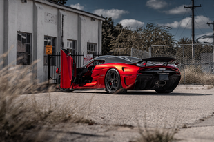 Crimson Koenigsegg in muted surroundings-13
