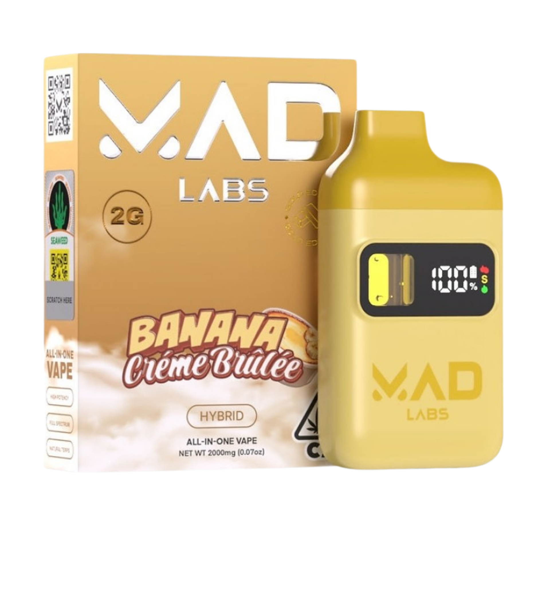 Mad Labs Banana Creme Brulee 2 Gram All in One Vape Premium Pen Hybrid