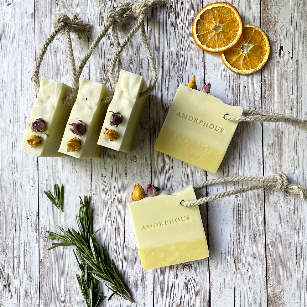 Soap on a rope with rosemary and bergamot