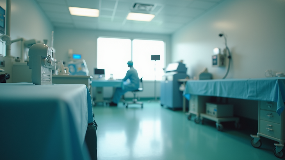 Close-up view of a calming labor environment with soft lighting