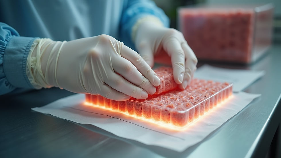 Eye-level view of a certified placenta encapsulation specialist preparing placenta