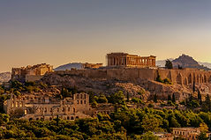 A view of Acropolis in the evening in Athens