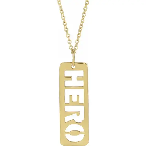 Yellow gold "HERO" pendant necklace
