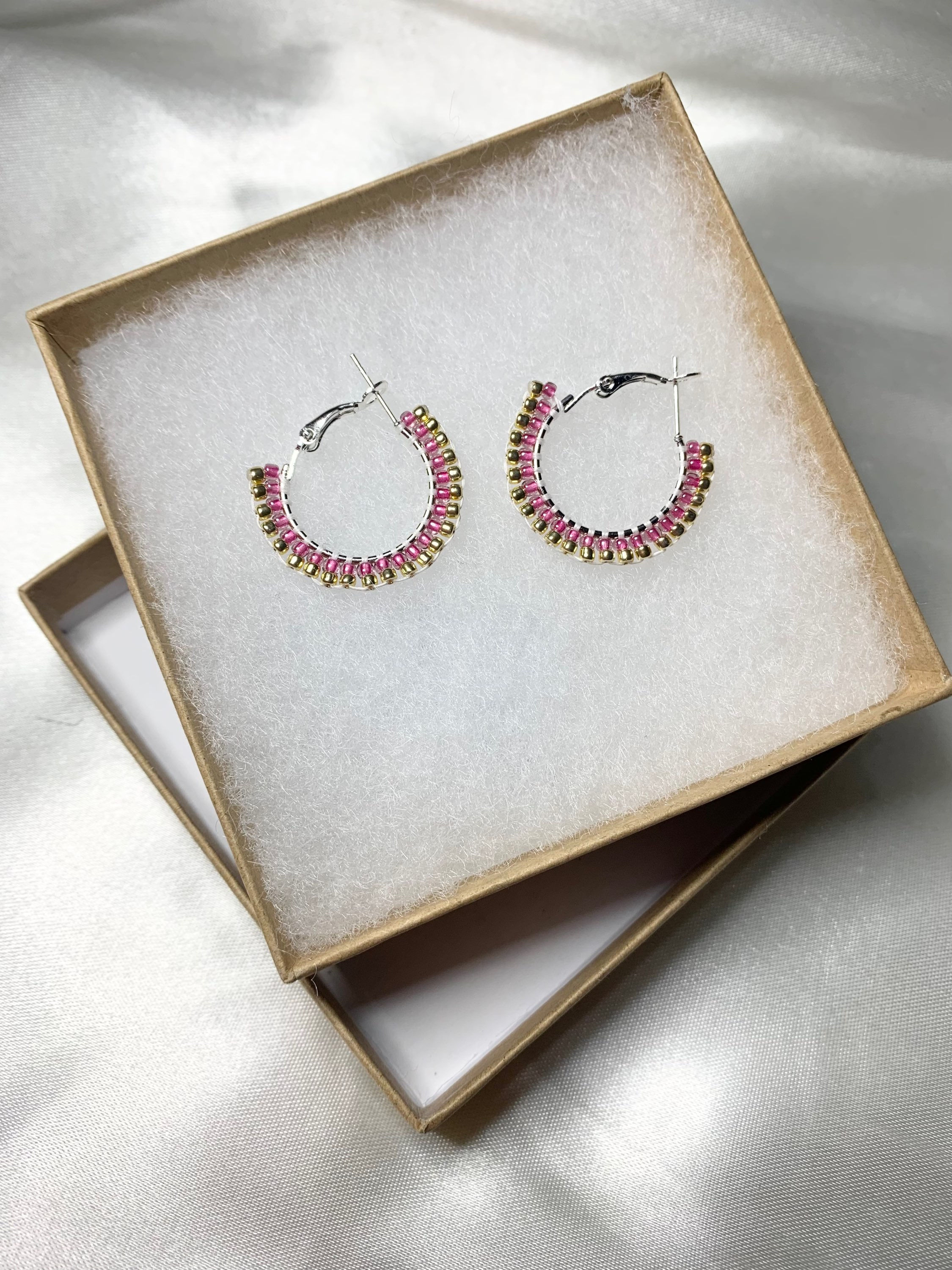 Medium Beaded Hoop Earrings