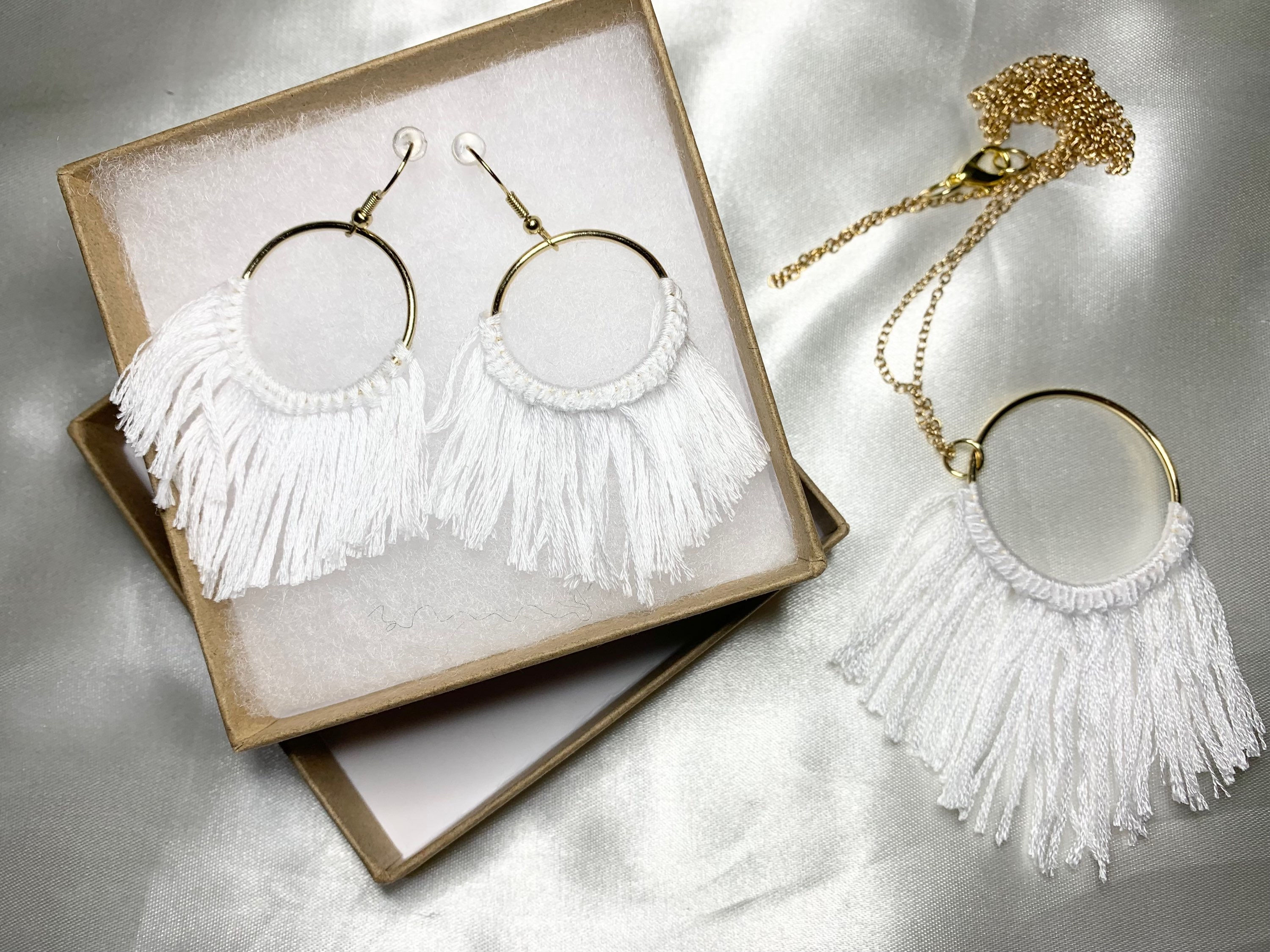 Macrame Earrings + Necklace Set