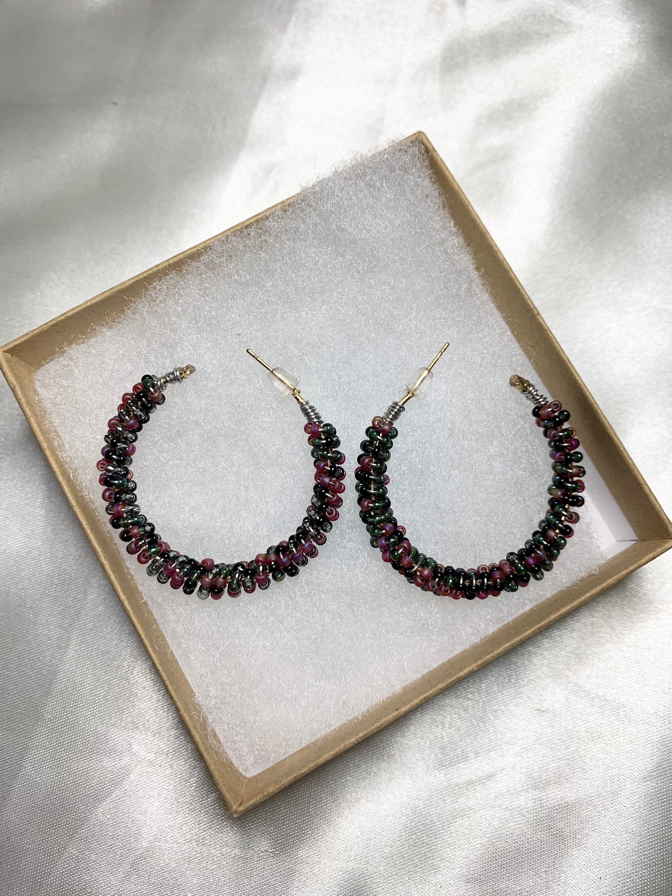 Wired Beaded Hoop Earrings