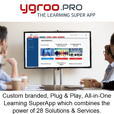 YGROO.PRO The Learning SuperApp - Custom branded, plug-and-play, all-in-one learning solution combining 28 services.
