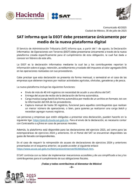 Nueva Plataforma DIOT SAT