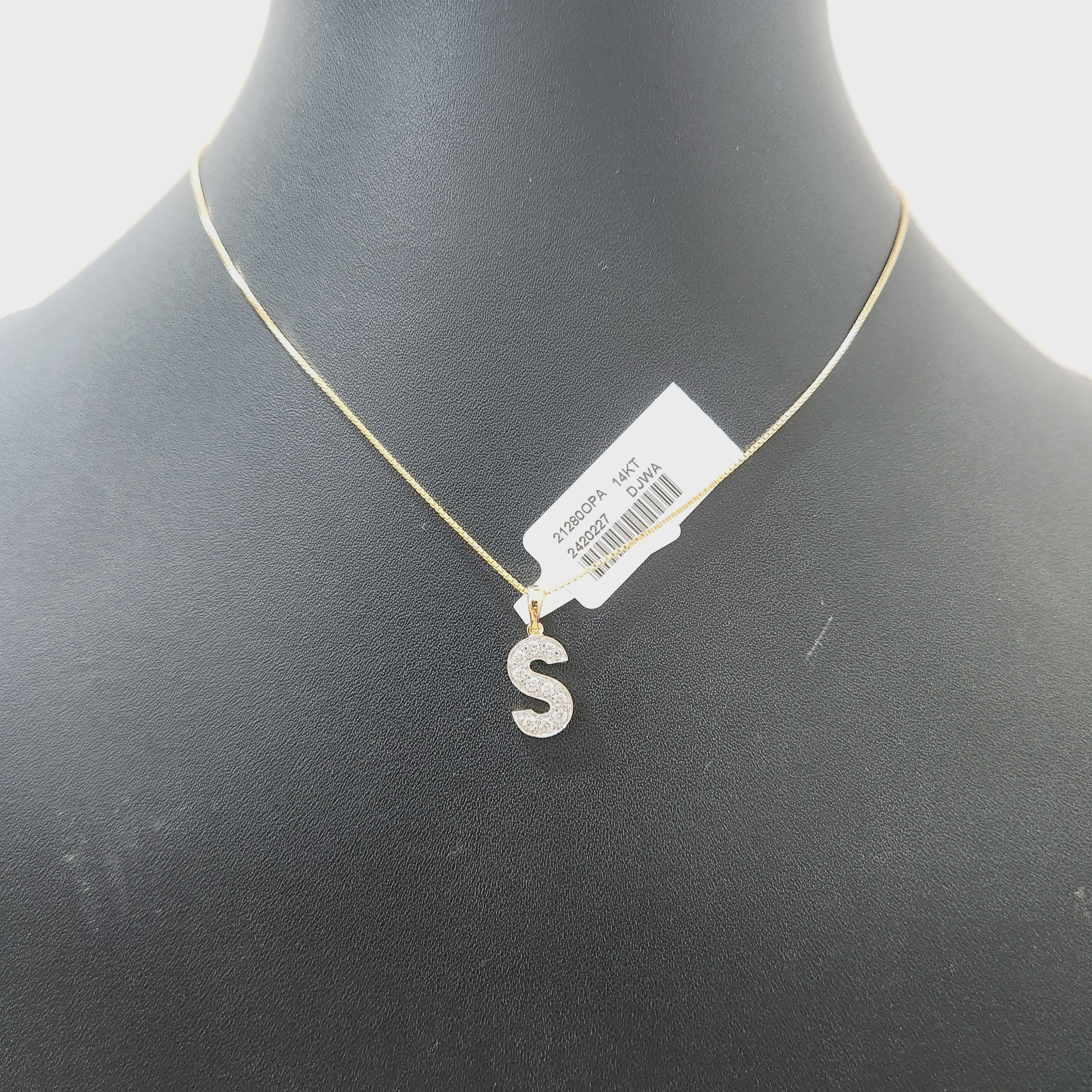 Gold Chain with Diamond Alphabet Pendant