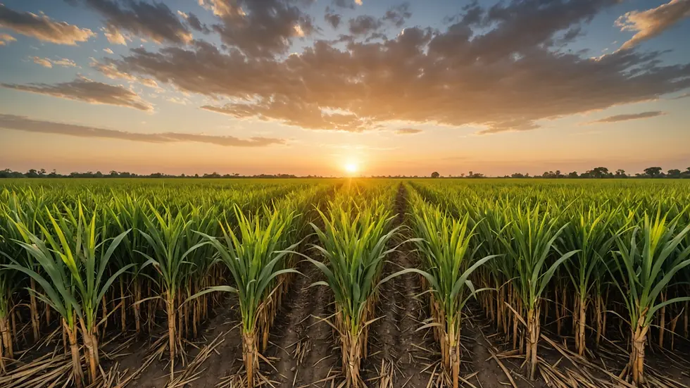 Wide angle view of a sugarcane field after harvest