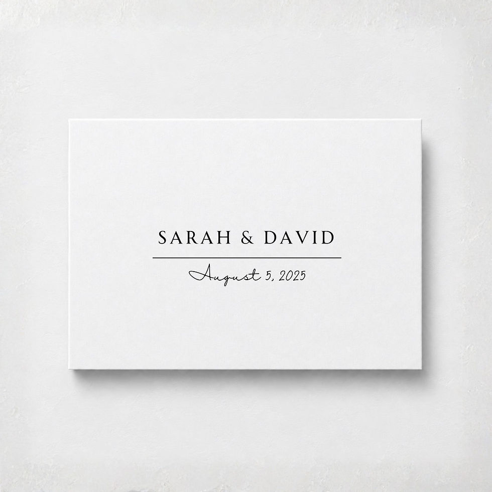 Classic wedding names video book with elegant divider and script wedding date