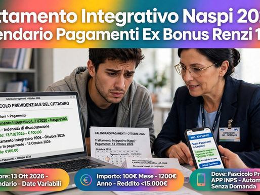 Calendario Trattamento Integrativo su NASpI 2026: Pagamenti ex Bonus Renzi