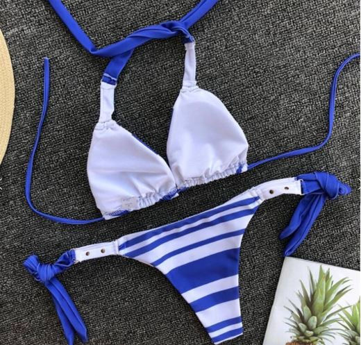 Thumbnail: Purple White Stripe Bikini
