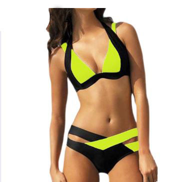 Thumbnail: Two Toned Bikini (White, Pink, Teel, Yellow, Purple)