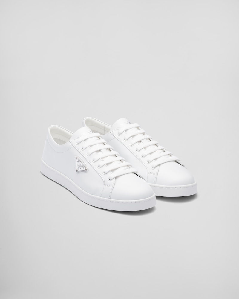 Thumbnail: PRADA BRUSHED LEATHER SNEAKERS WHITE